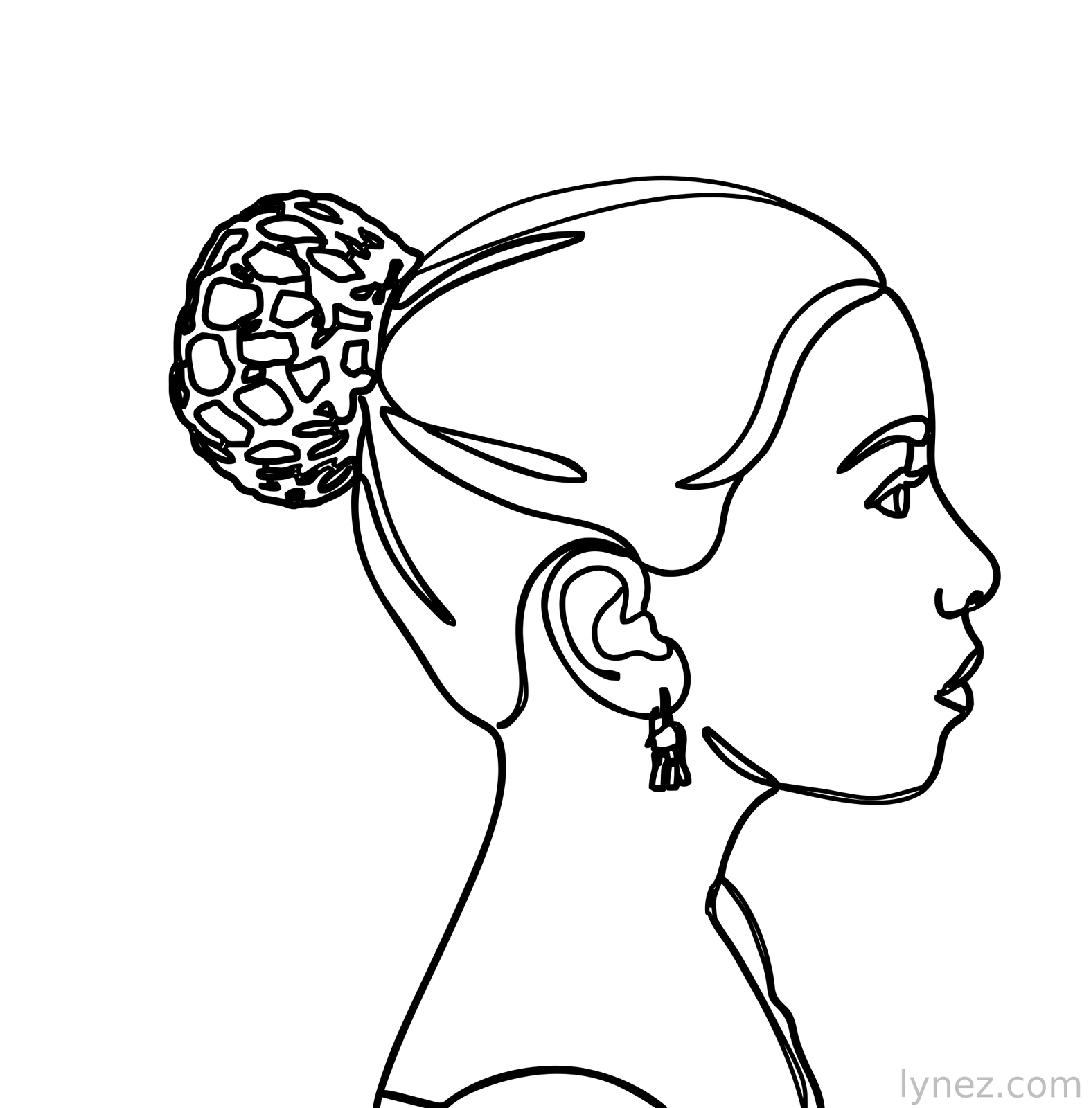 Girl ballet profile Custom Generated Single Line