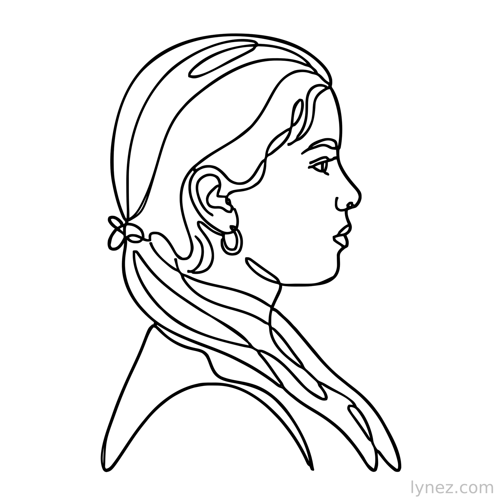 Girl profile Single Line