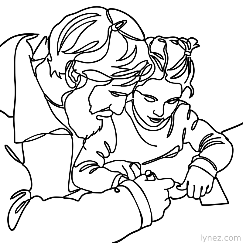  Moment of love - dad and daughter - Custom Single Line art