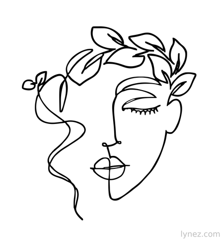 lady - leaves - Single line